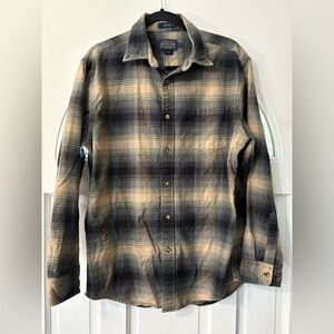 Pendleton Men's Black and Tan Plaid Shirt button down